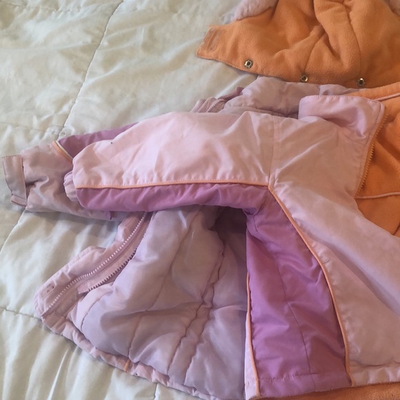 Girls pink 2 piece winter coat and fleece jacket, 3T. - Picture 3 of 16